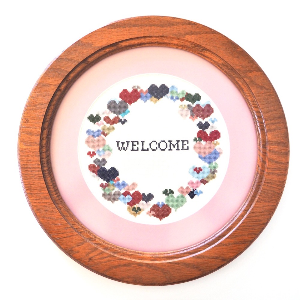 Cross Stitch Framed Welcome Sign